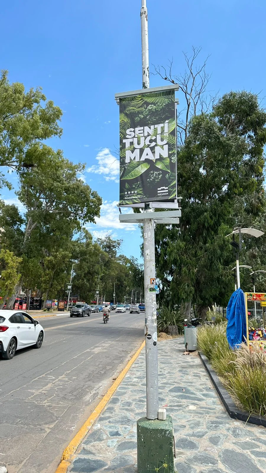 Luminarias publicitarias en un corredor de Pinamar