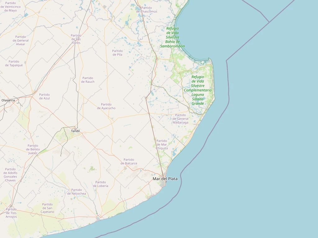 Mapa de la Costa Atlántica y el sudeste bonaerense